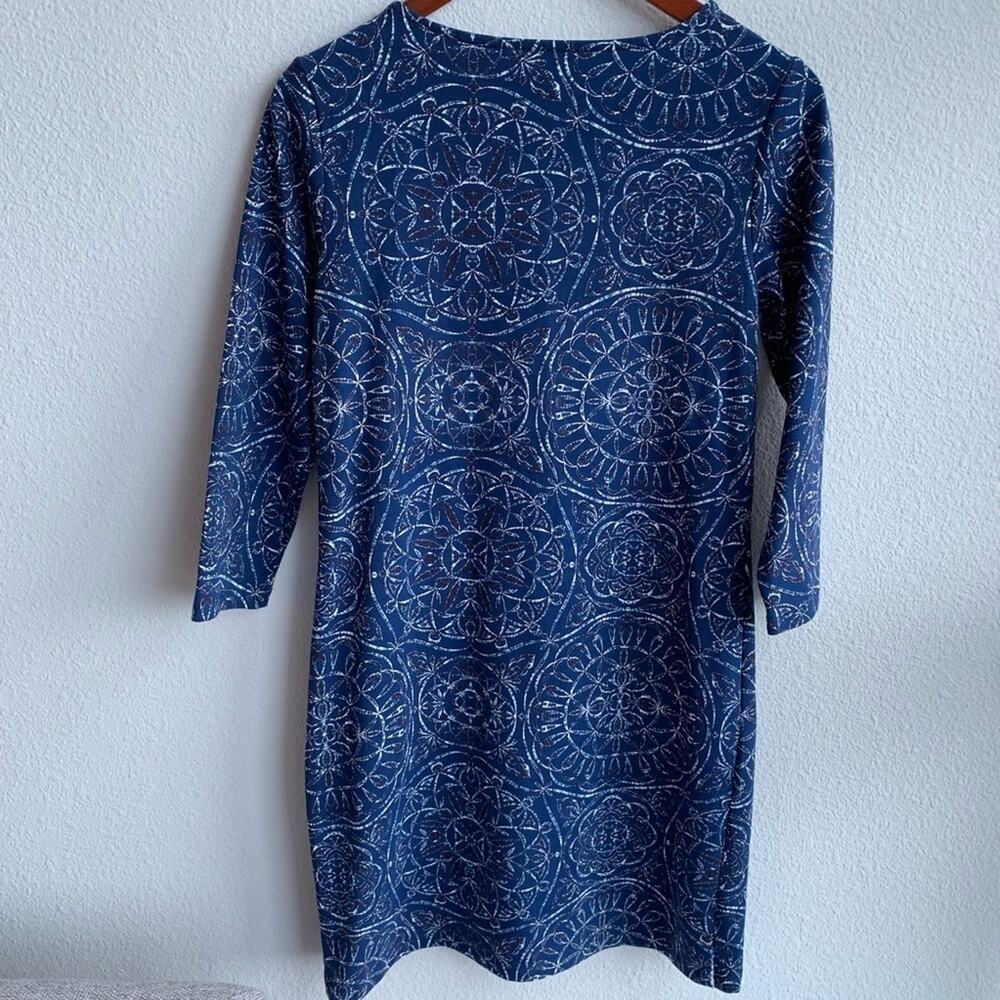 Sahalie Printed Blue Sleeved Dress S - Picture 2 of 6